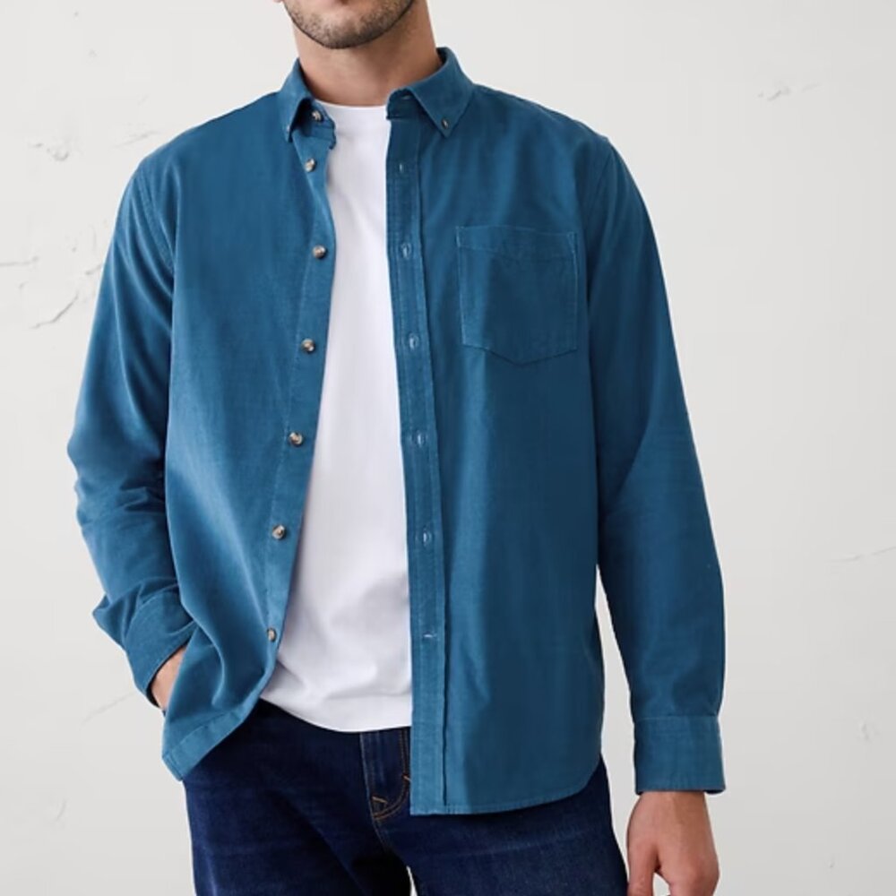 Banana Republic Slim-Fit Fine Wale Corduroy Shirt, Rain Shower Blue, Medium, NWT